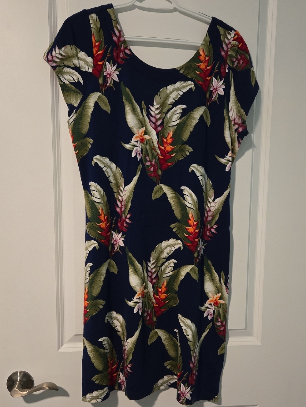Tommy Bahama Navy Tropical-Print Midi Dress